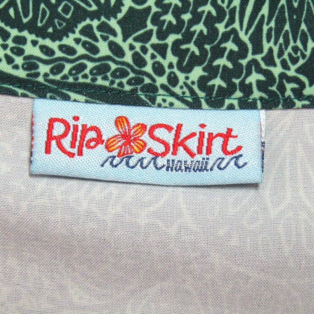 RipSkirt Hawaii Skirt Sz S Green Tropical Floral 19.5 In Length 2 Wrap Vacation - Picture 5 of 6